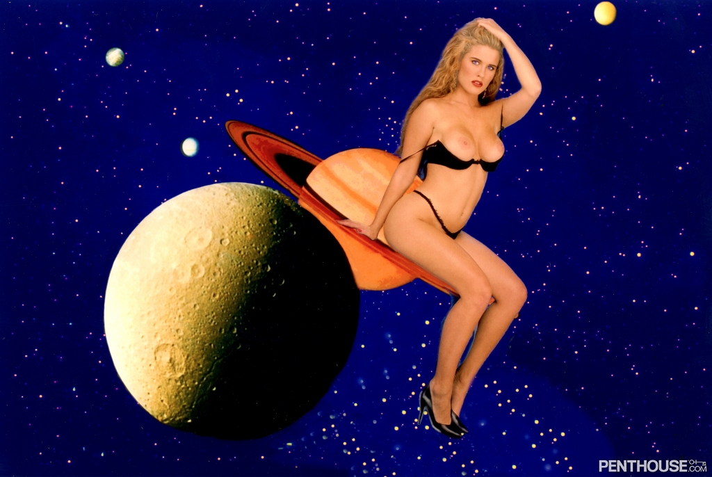 Cathleen Raymond Poses Nude In Cosmic Fantasy Scenes With Fake Boobs And Lingerie Against Space Backdrops