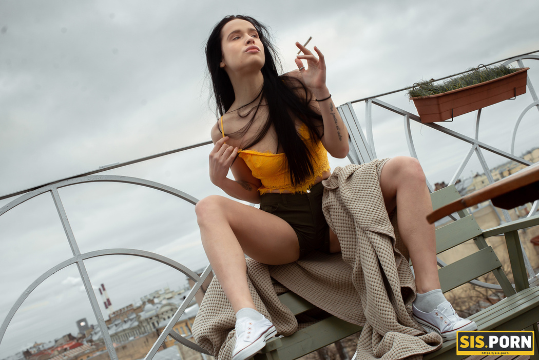 Juicy Leyla Smokes A Cigarette During A Sensual Shower Scene